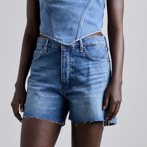 RAG & BONE VINTAGE CUT OFF - DENIM SHORTS - BLUE DENIM - Picture 1 of 6